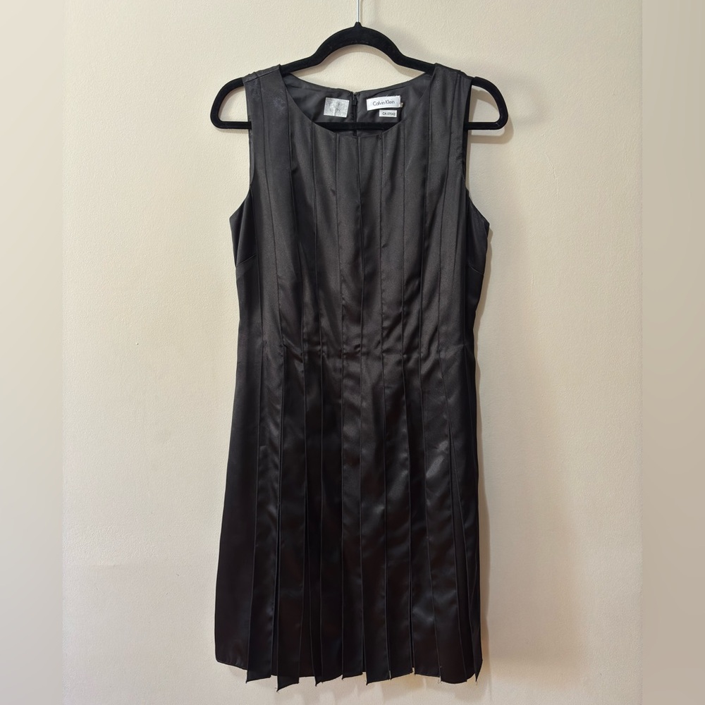 Calvin Klein Black Pleated Midi Dress